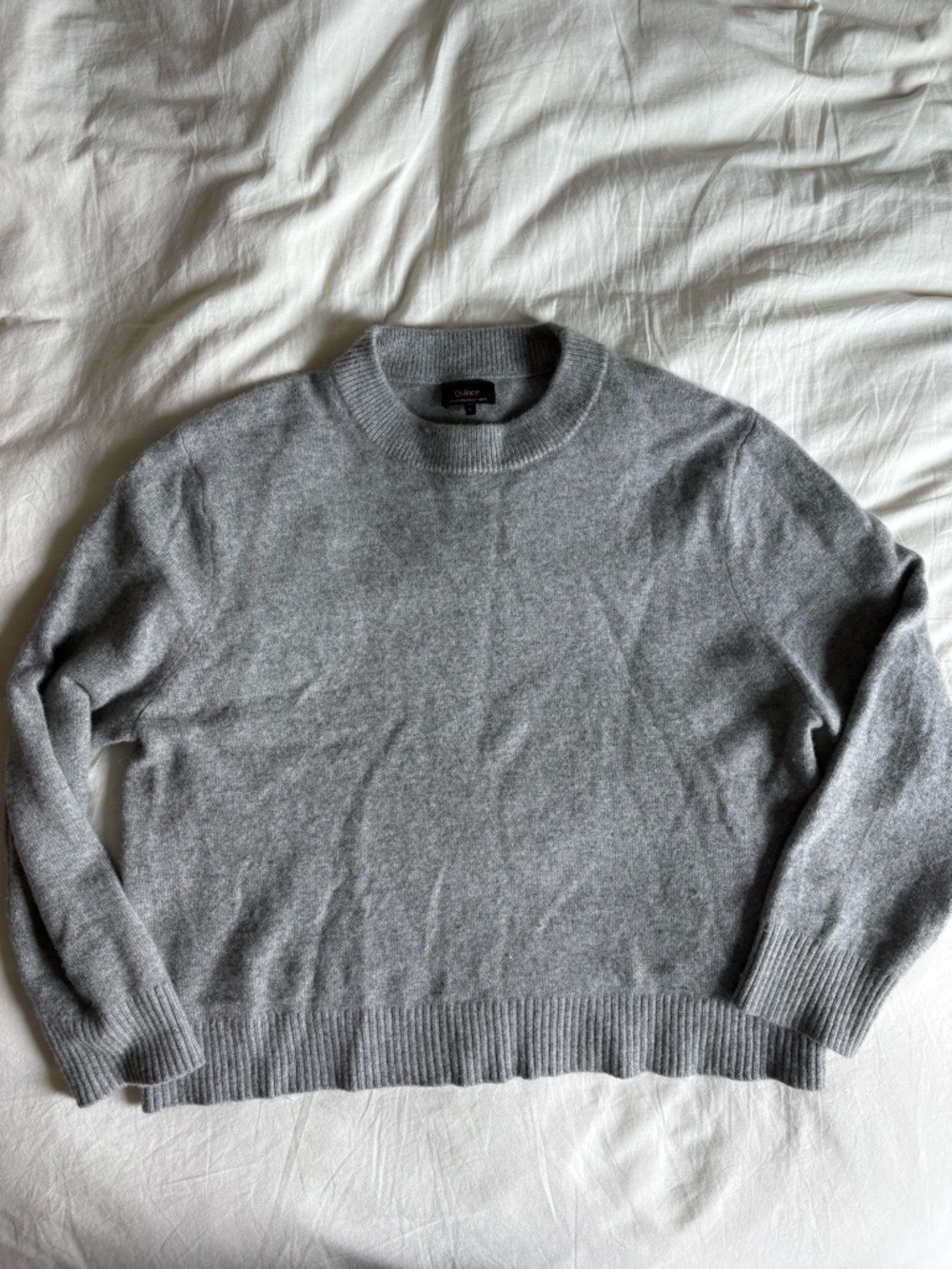 Quince Mongolian Cashmere Oversized Crewneck Sweater Grey Large